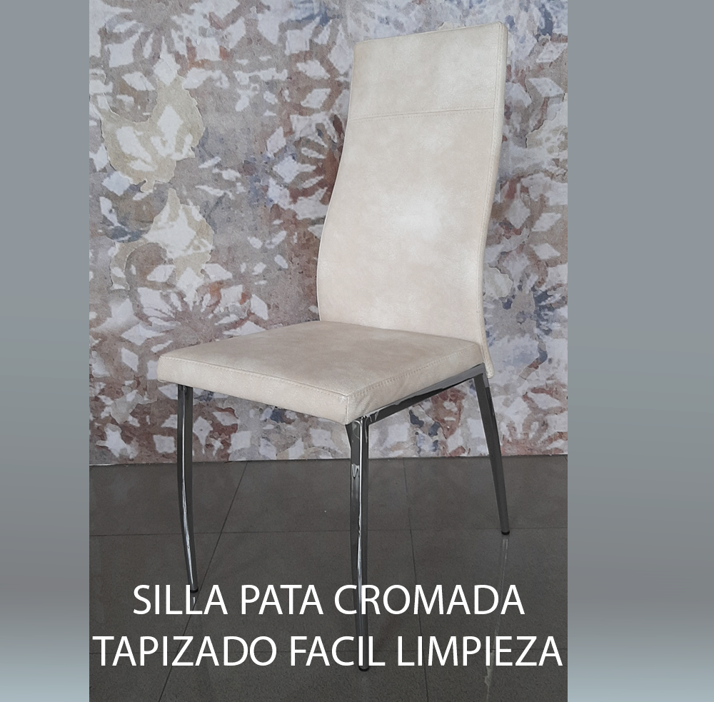 SILLA PATA CROMADA BEIGE LAR INTERIORISMO HUESCA